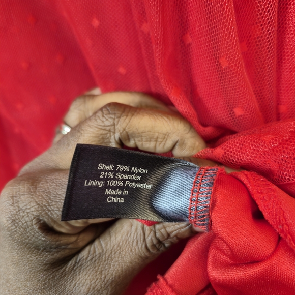 Lane Bryant Red Swiss Dot Mesh Bell Sleeve Tunic – Romantic Plus Size 18/20 - Picture 9 of 9